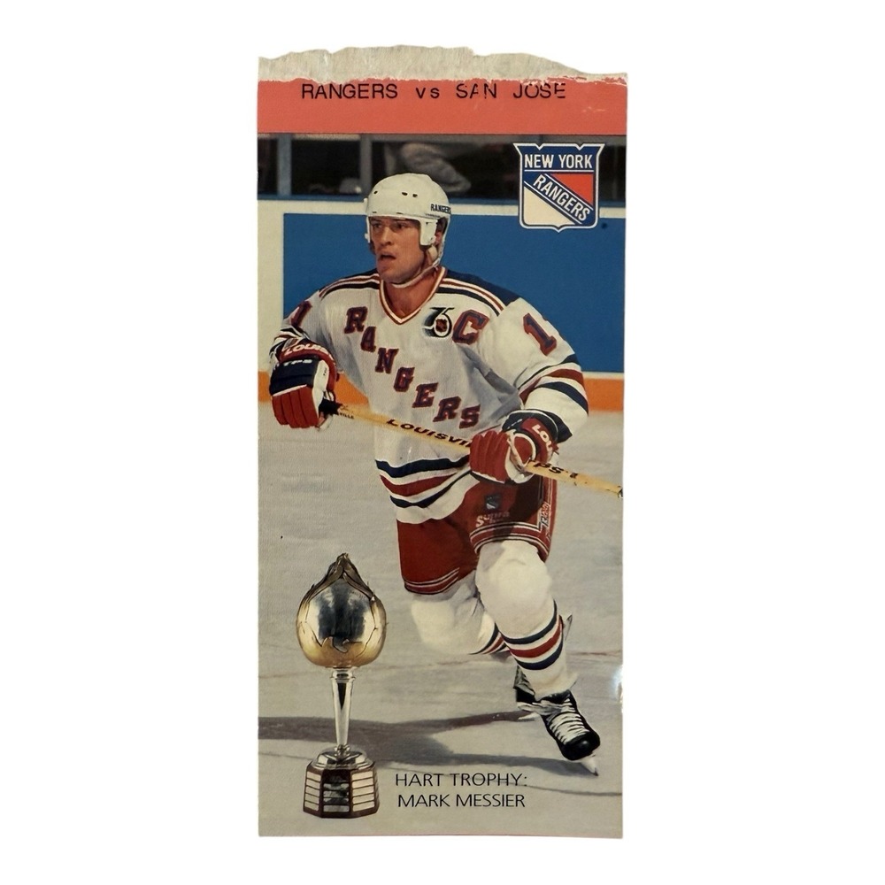 NY Rangers vs San Jose Sharks March 21 1992 Ticket Stub Mark Messier Vintage